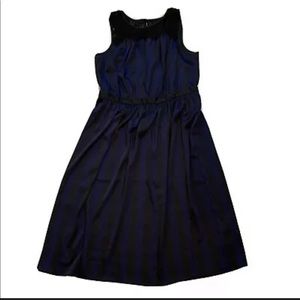 Loft Striped Fit And Flare Midi Dress Size 8